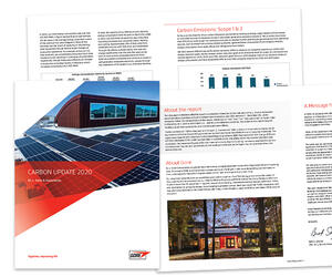 The cover and images of spreads from the carbon update.